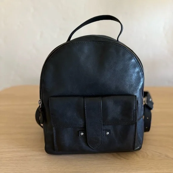 Frye Mini Olivia Black Leather Backpack - Picture 15 of 16
